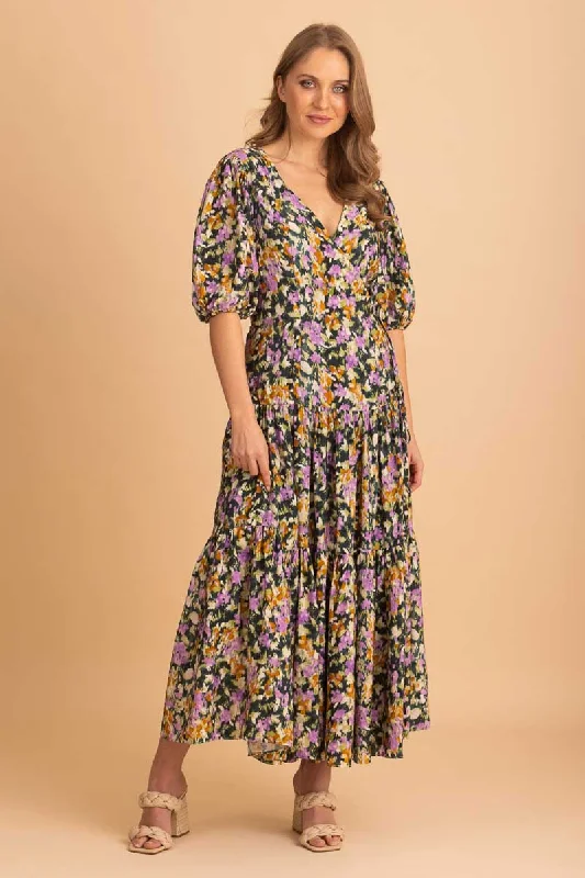 Angel Maxi Wrap Dress Floral Forest