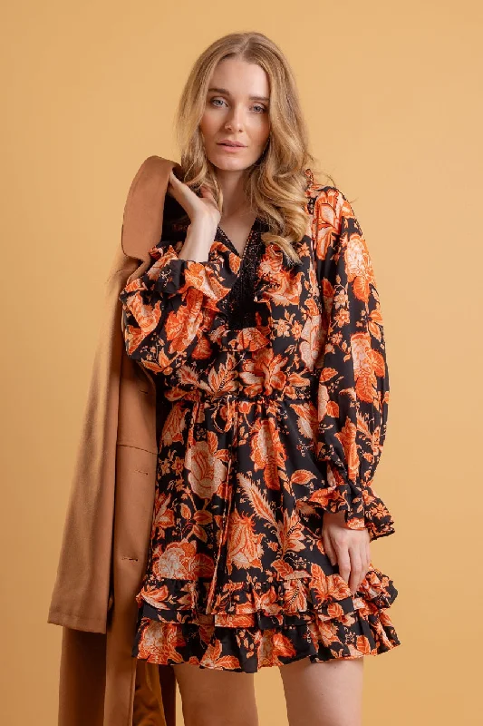 Arya Dress Orange Floral