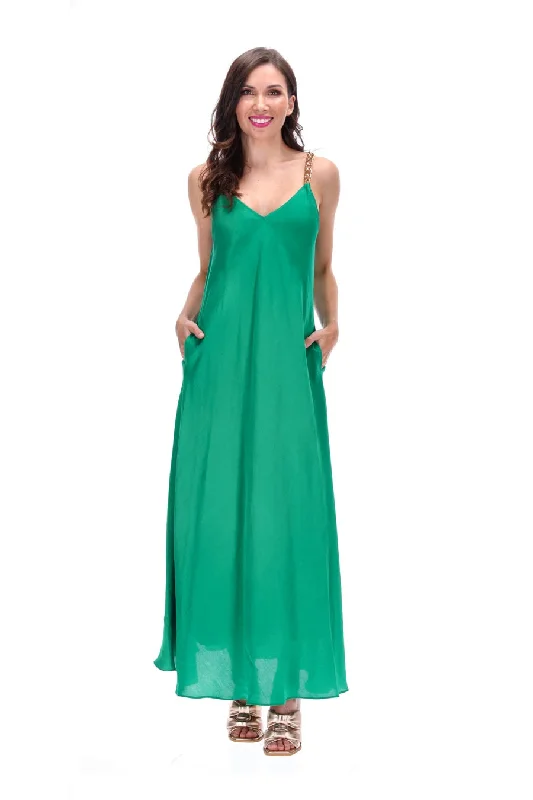 Camila Dress Gold Chain Green