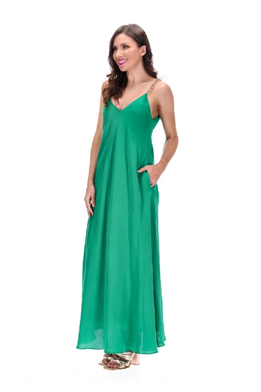 Camila Dress Gold Chain Green