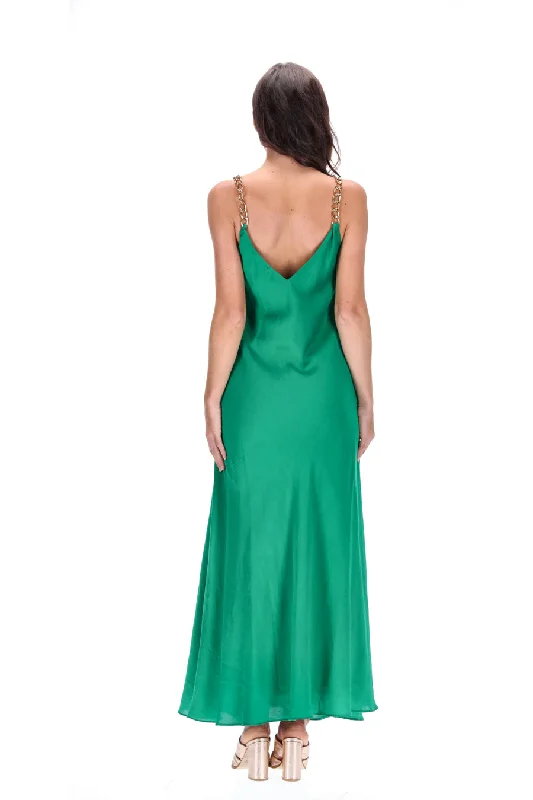 Camila Dress Gold Chain Green