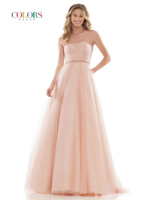 Colors 2703 Colors Long Formal Strapless Prom Ball Gown