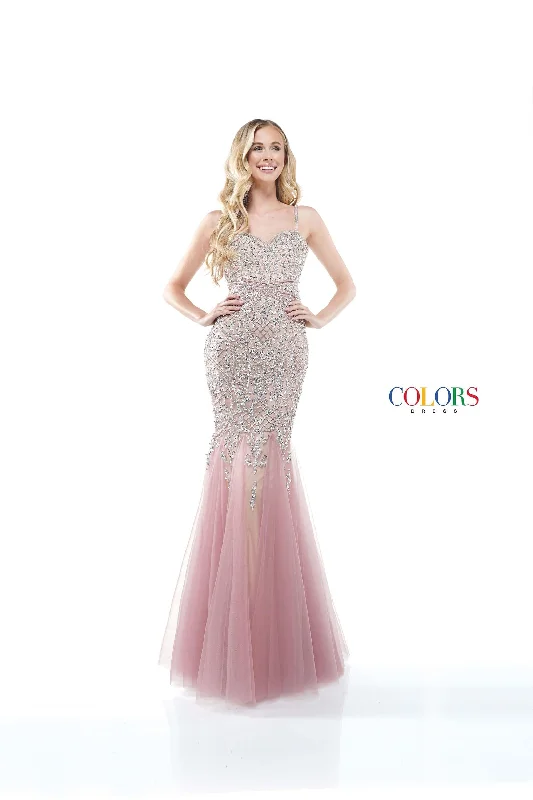 Colors 2230 Colors Prom Long Formal Beaded Mermaid Dress