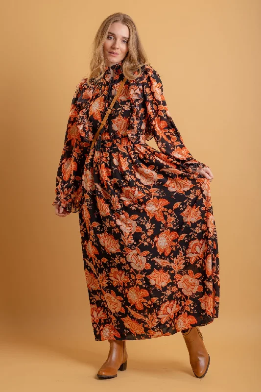 Dana Maxi Dress Orange Floral