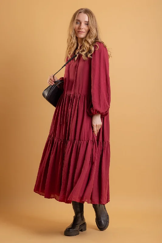 Eveline Midi Dress Burgundy