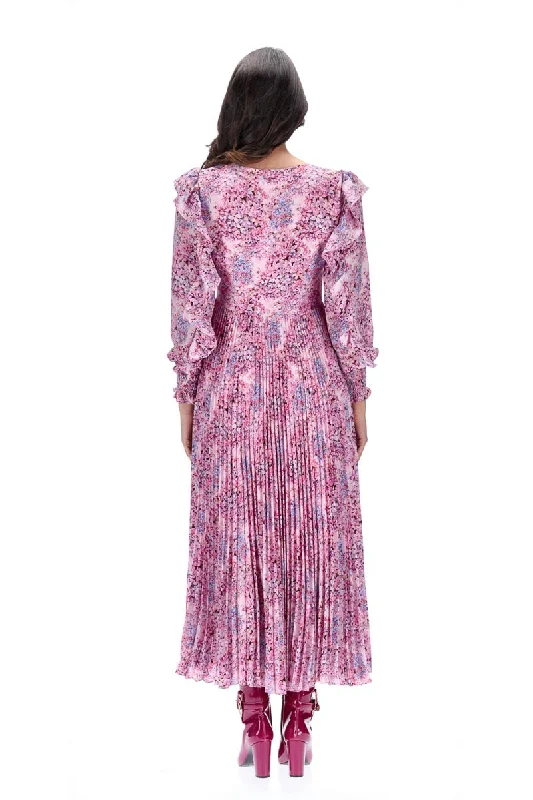 Jada Pleated Dress Pink Hydrangea