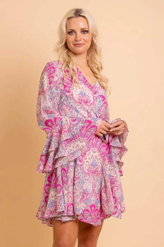 Oscar Wrap Dress Pink Paisley