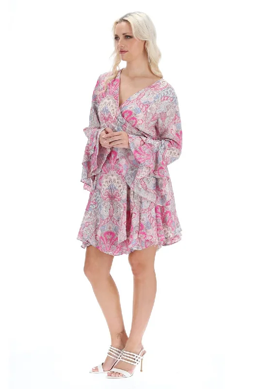 Oscar Wrap Dress Pink Paisley