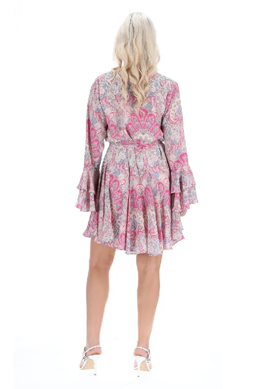 Oscar Wrap Dress Pink Paisley