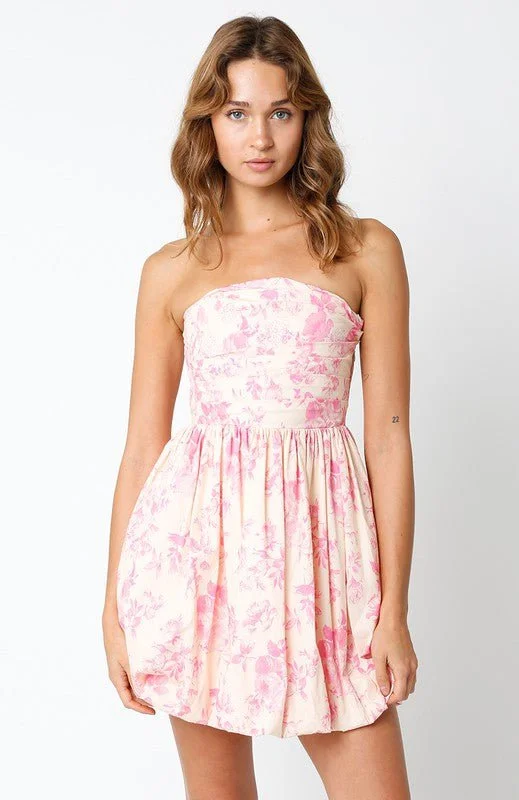 Pippa Blush Pink Floral Strapless Bubble Dress