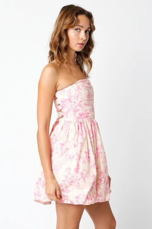 Pippa Blush Pink Floral Strapless Bubble Dress