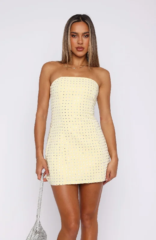 Radiant Embellished Mini Dress Lemon