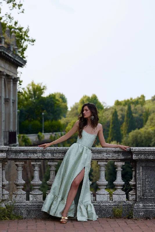 The Charlotte Dress in Sage Duchess