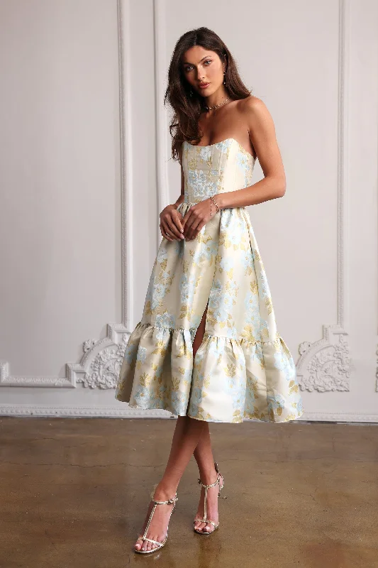 The Virginia Dress in Ice Cream Baroque Floral