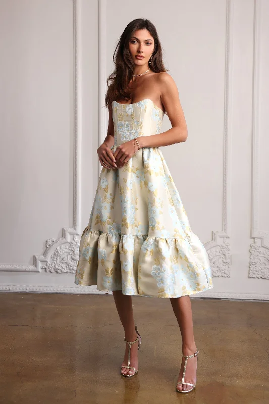 The Virginia Dress in Ice Cream Baroque Floral