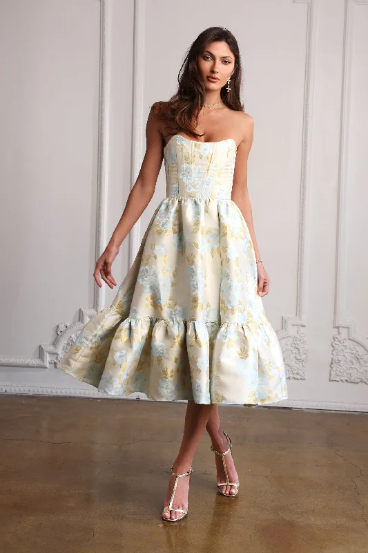 The Virginia Dress in Ice Cream Baroque Floral