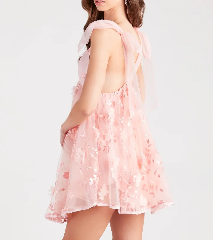 Time To Twirl Floral Tulle Babydoll Dress