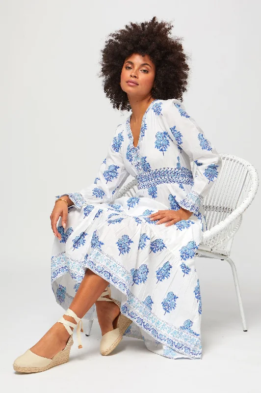 Billie Block Print Dress | Daliya Buta Blue