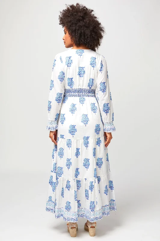 Billie Block Print Dress | Daliya Buta Blue