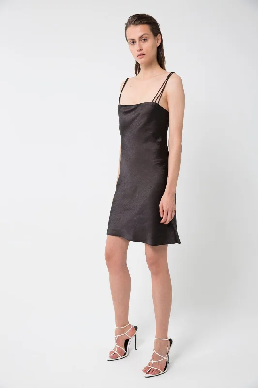 Third Form 90'S BIAS MINI SLIP DRESS BLACK