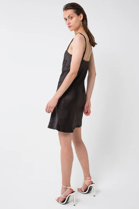 Third Form 90'S BIAS MINI SLIP DRESS BLACK