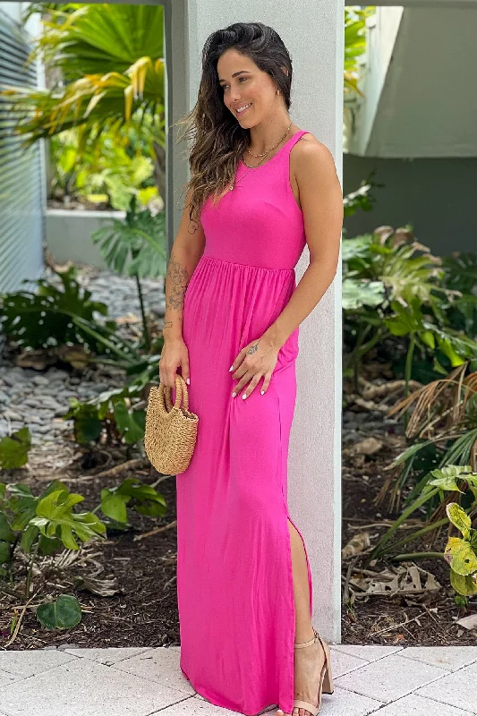 Fuchsia Racer Back Maxi Dress