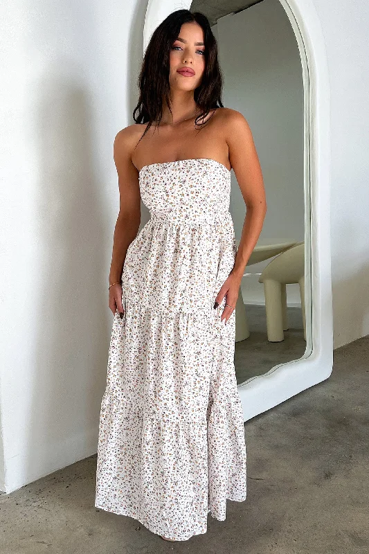 Hailey Maxi Dress - White floral