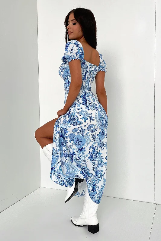 Solem Midi Dress - Blue Floral