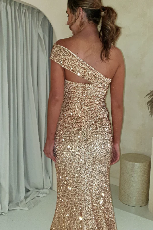 Vicki Sequin Bodycon Gown | Gold