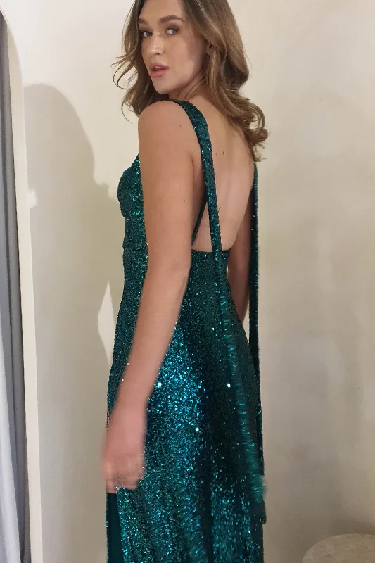 Yara Sequin Formal Gown | Emerald Green