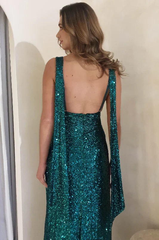 Yara Sequin Formal Gown | Emerald Green