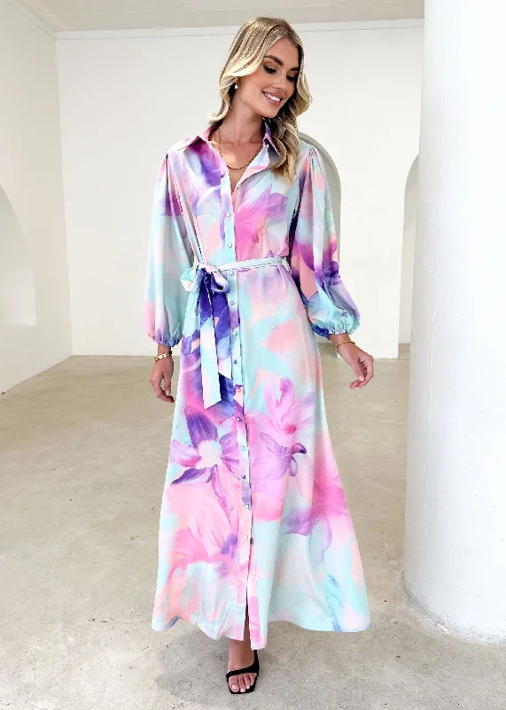 Alayna Maxi Dress - Pastel Watercolour