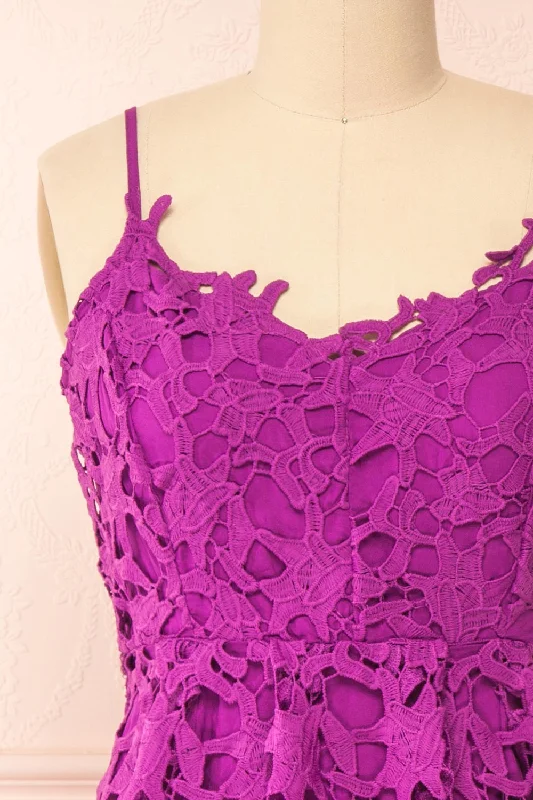 Avelina Purple | Lace Midi Dress