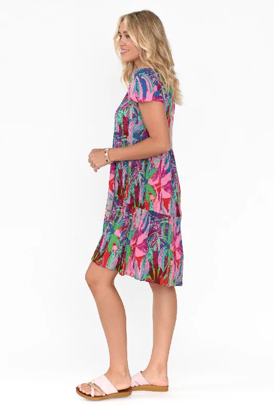 Azalea Blue Rainforest Crinkle Dress