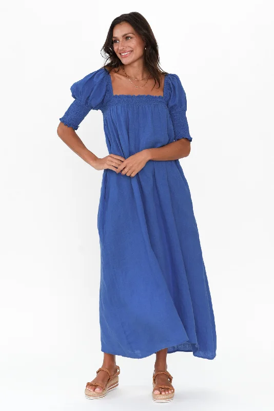 Bethania Cobalt Linen Dress