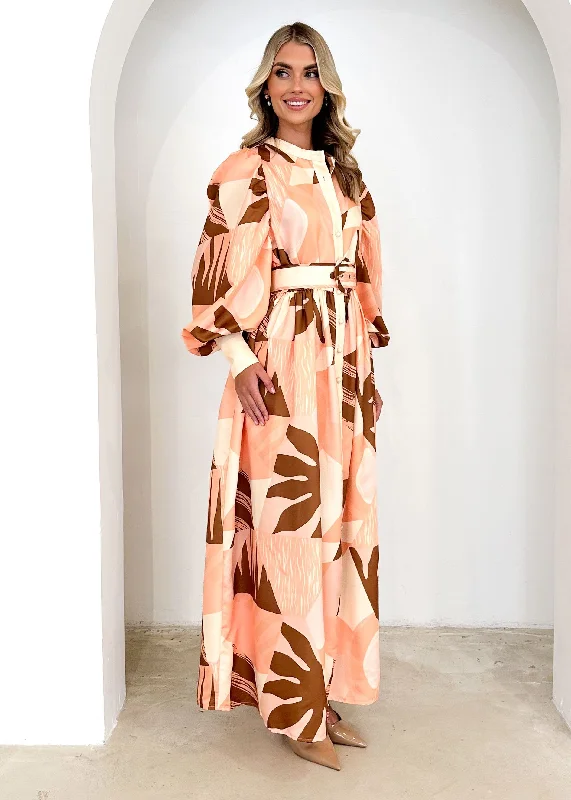 Briar Maxi Dress - Peach Abstract