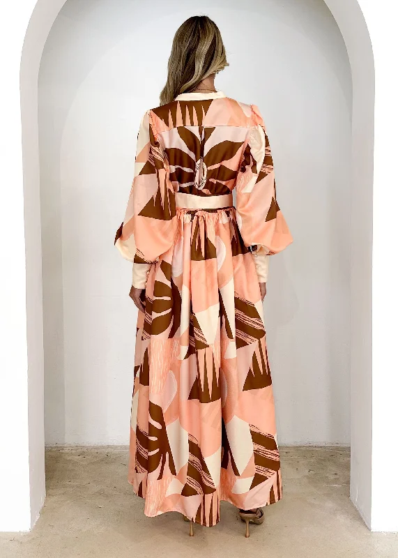 Briar Maxi Dress - Peach Abstract