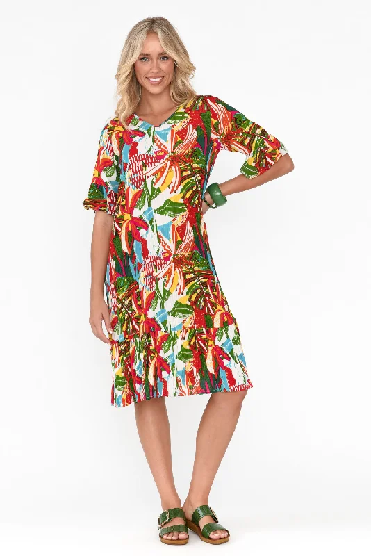 Calla Orange Rainforest Crinkle Dress