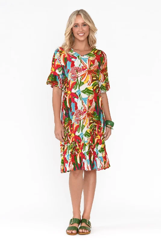 Calla Orange Rainforest Crinkle Dress