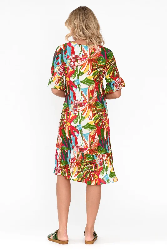 Calla Orange Rainforest Crinkle Dress