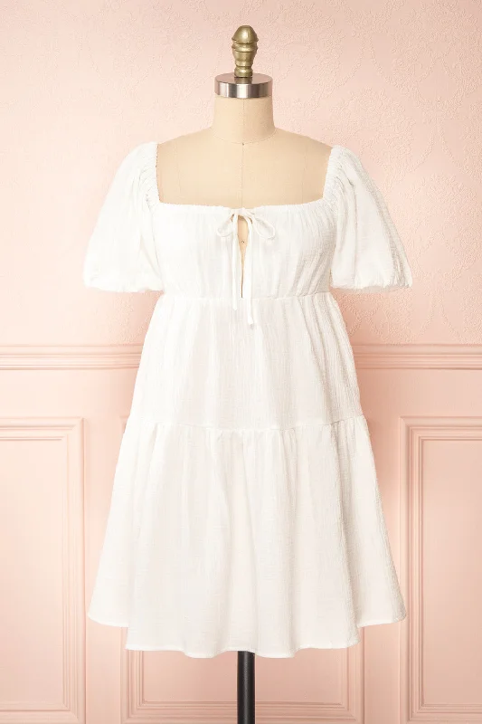 Jenna | Short Tiered White Dress