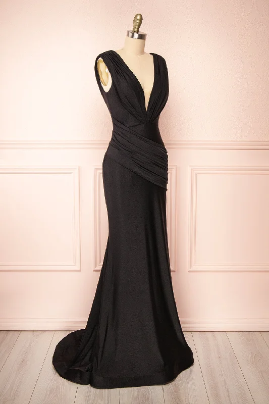 Kaya Black | Draped Mermaid Gown