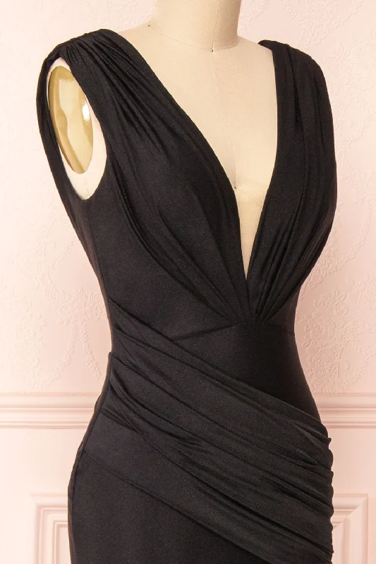 Kaya Black | Draped Mermaid Gown