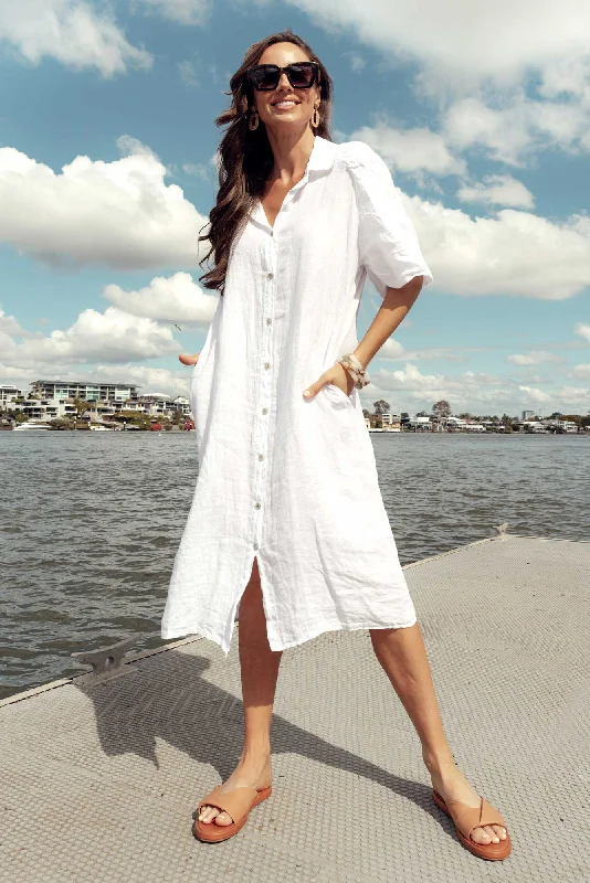 Leon White Linen Shirt Dress