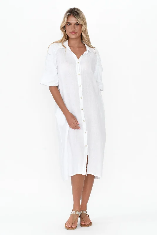 Leon White Linen Shirt Dress