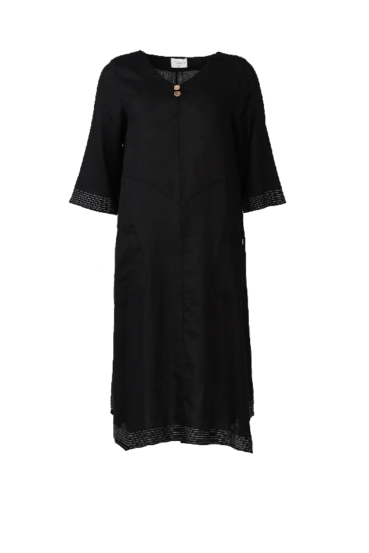 Lolita Black Linen Pocket Dress