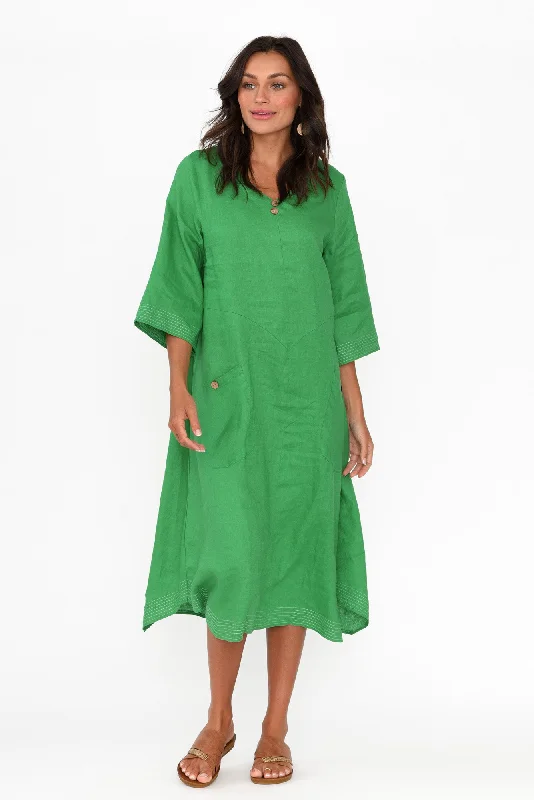 Lolita Green Linen Pocket Dress