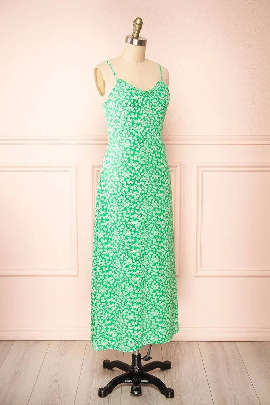 Loranda Green | Colourful Midi Dress w/ Ruffles