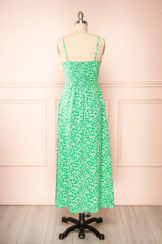 Loranda Green | Colourful Midi Dress w/ Ruffles