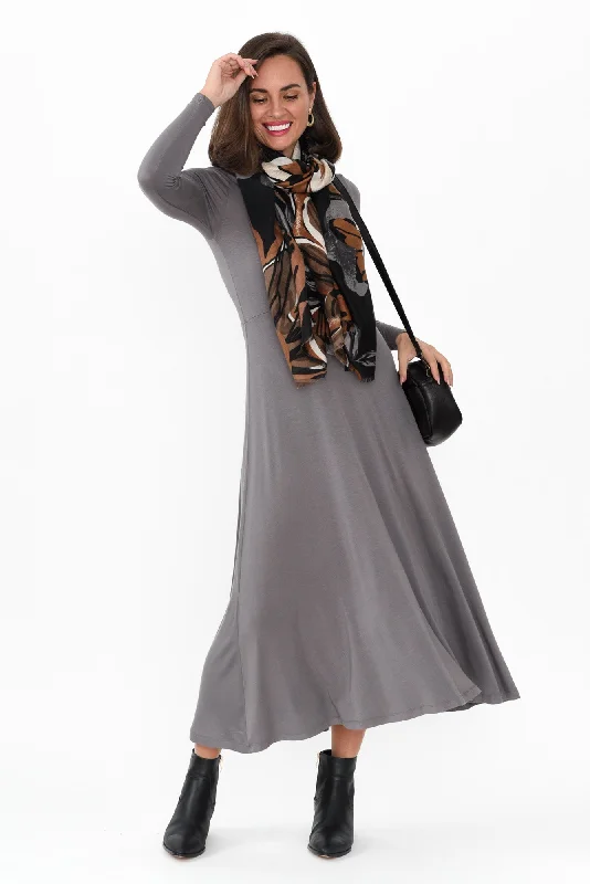 Olivia Grey Bamboo Sleeved Dress